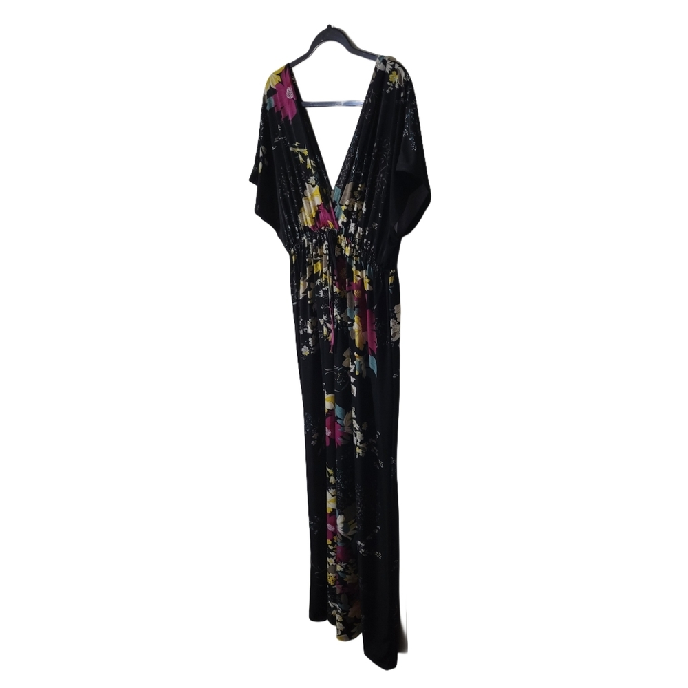 Floral Black V-Neck Maxi Dress Size 2X - Picture 4 of 7